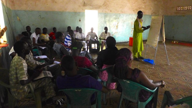 A community health worker leads a mobile data collection training session